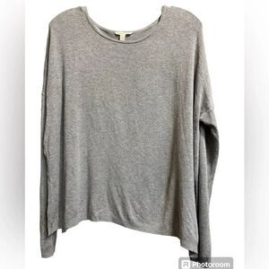 Eileen Fisher Torma Bateau Neck Box Slouchy Sweater Top in Gray Size Medium